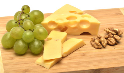 Cheese on wooden board