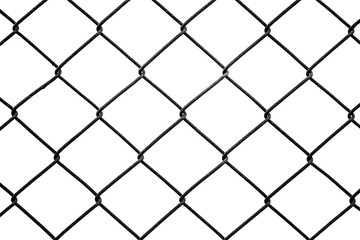 Rusty chain link fencing isolated on white background