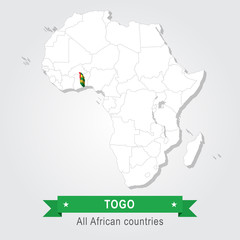 Togo. All the countries of Africa. Flag version.