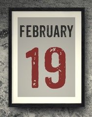 February calendar on the photo frame
