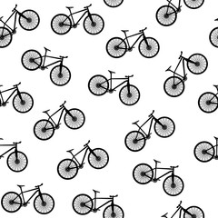 Naklejki  Bicycle Silhouette Seamless Pattern Background. Vector Illustrat