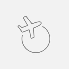 Obraz premium Travel by plane line icon.