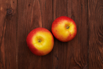 apples on wooden drown background