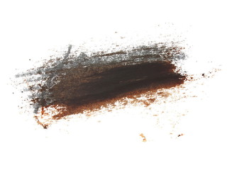 photo brown grunge brush strokes oil paint isolated on white background