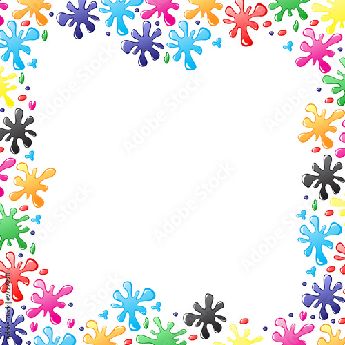 "Decorative border of paints drops and blots" Stock image and royalty