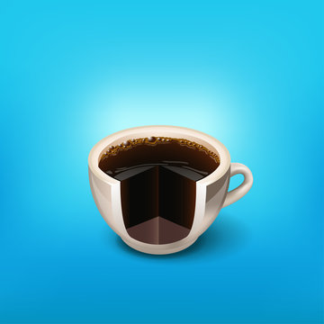 Hot Coffee cup wooden vector background