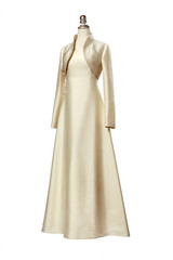 Fototapeta na wymiar Bright evening dress with bolero on a mannequin