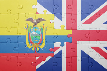 puzzle with the national flag of great britain and ecuador