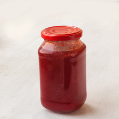 Jar of strawberry jam