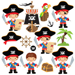 Cute pirate captain vector illustration