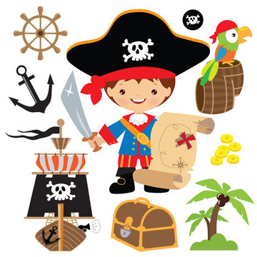 Cute pirate captain vector illustration