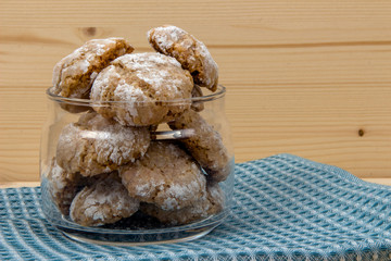 Italian cookies in glass jar on cotton napkin 2