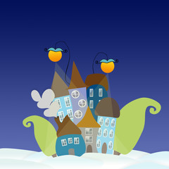 Christmas village. Illustration..