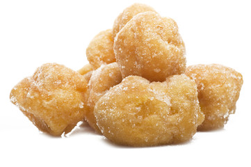 Group of carnival tortelli stuffed with custard