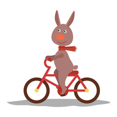 cute hare with scarf on transport. Vector 