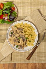 Chicken Stroganoff a variation on Beef Stroganoff. Selective focus.