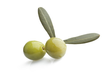 olives close up on the white background
