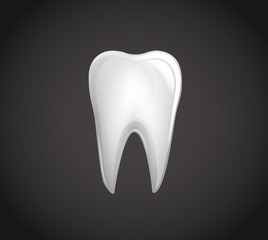 Tooth isolated on dark background.