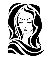 Indian girl with downcast eyes