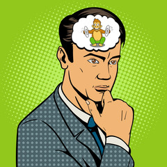 Man thinking hard pop art style vector