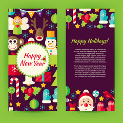 Fototapeta premium Flyer Template of Flat Happy New Year Objects and Elements