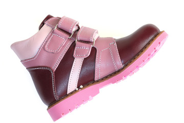 Fall shoes for little girl over white background