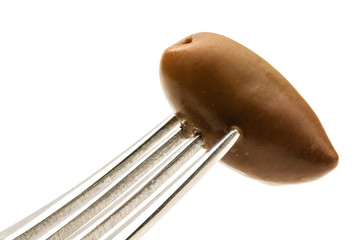 Olive auf gabel