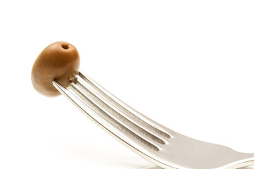 Olive auf gabel