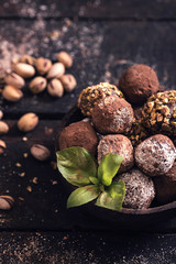 Homemade chocolate pralines