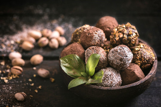 Variety of sweet homemade pralines