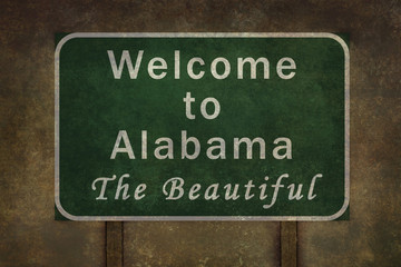 Welcome to Alabama “the Beautiful” distressed roadside sign illustration