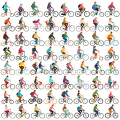 Cyclists vector set
