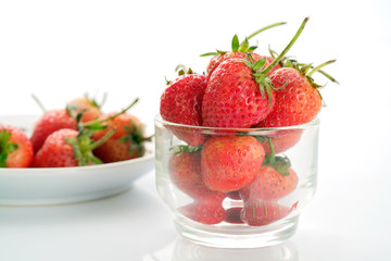 Strawberry/Fresh strawberry in glass on the table.