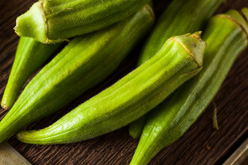 Fresh Green Organic Okra