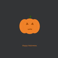 Happy Halloween card with a scary pumpkin on a grey background
