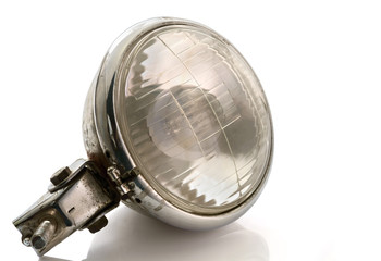 Headlight motorcycle/Old headlight motorcycle on white background.