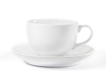 Coffee cup/Empty coffee cup and saucer on white background.