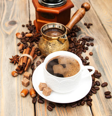 coffee cup and metal turk