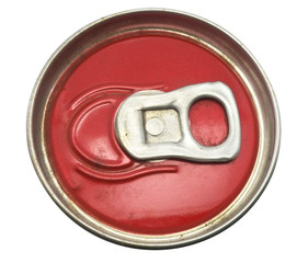 Close of aluminum drink can/Close of aluminum drink can isolated on white background.