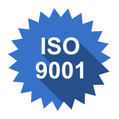 iso 9001 blue flat icon