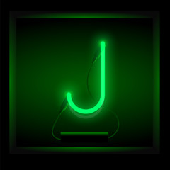 Realistic neon letter J vector illustration. Glowing font.