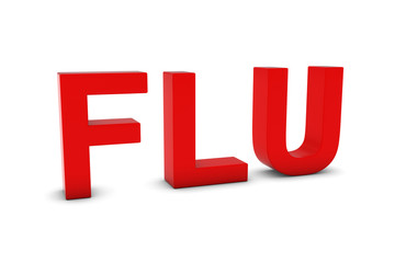 FLU Red 3D Text Isolated on White with Shadows