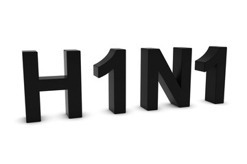 H1N1 Flu Black 3D Text Isolated on White with Shadows