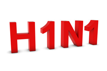 H1N1 Flu Red 3D Text Isolated on White with Shadows