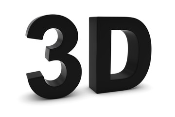 3D Black 3D Text Isolated on White with Shadows
