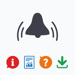 Alarm bell sign icon. Wake up alarm symbol.