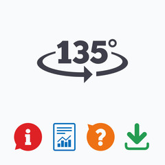 Angle 135 degrees sign icon. Geometry math symbol