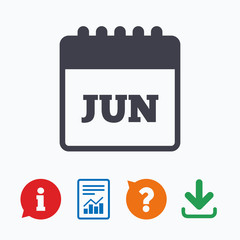 Calendar sign icon. June month symbol.