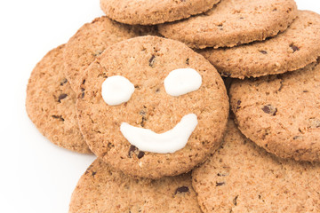 Smiley on whole wheat biscuits