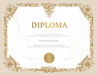 Certificate, Diploma of completion, vector design template
